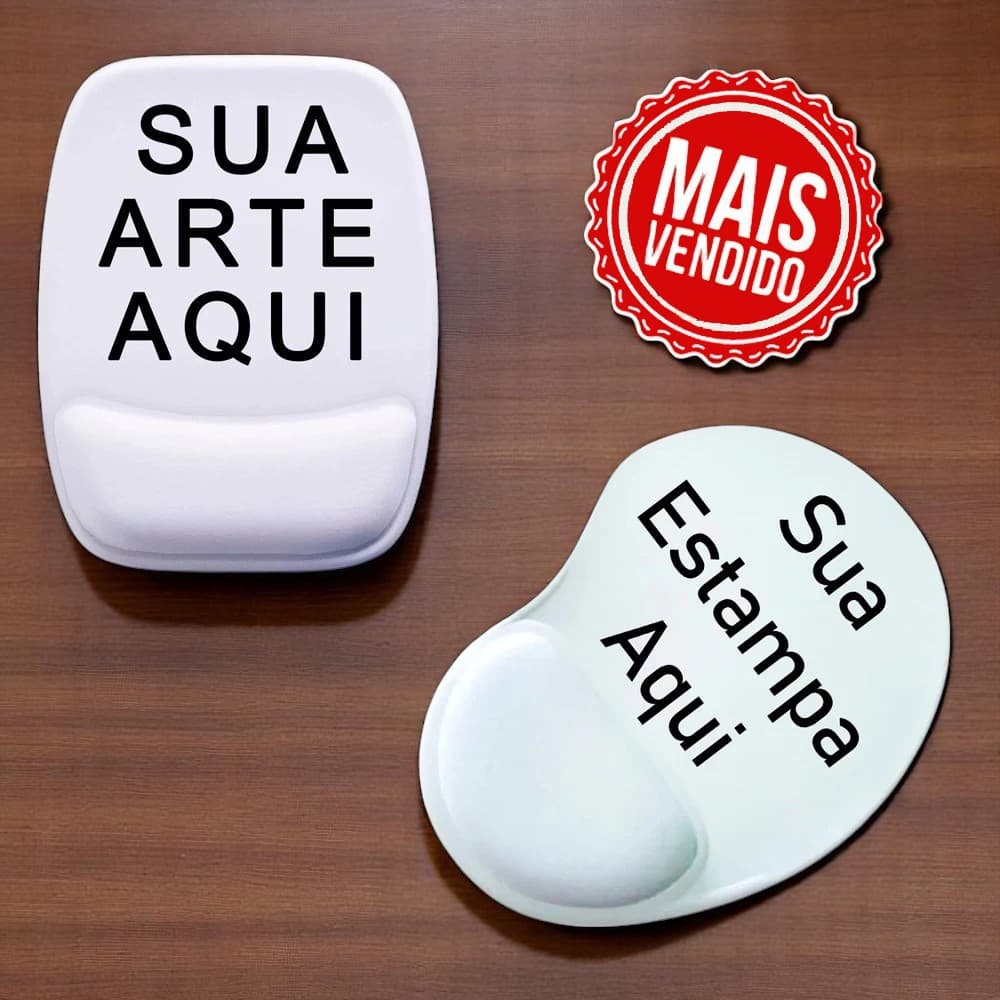 Mouse Pad Ergonomico Retangular Sua Estampa Aqui Personalizado Gota ou Retangular