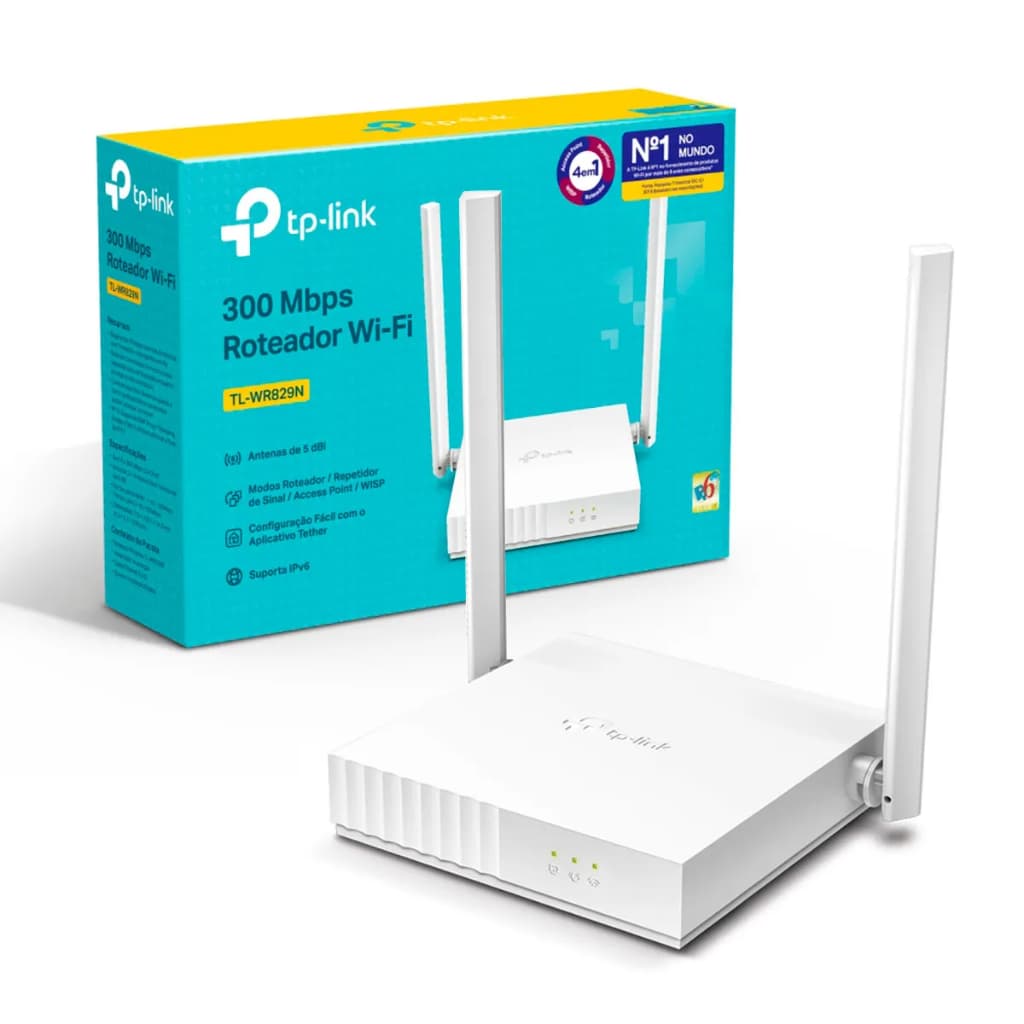 ROTEADOR TP-LINK TL-WR829N WIRELESS 300 MBPS 2 PORTAS 10/100 MBPS 2 ANTENAS