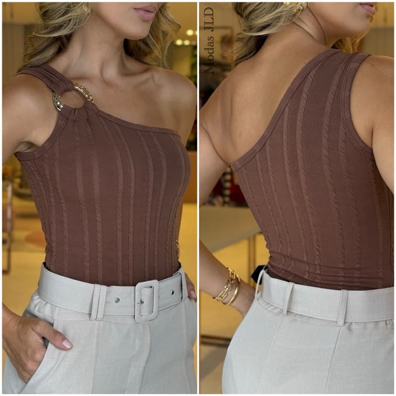 Body Femenino Mula Manca Com Forro Alça fina um Ombro Premium_Rivana