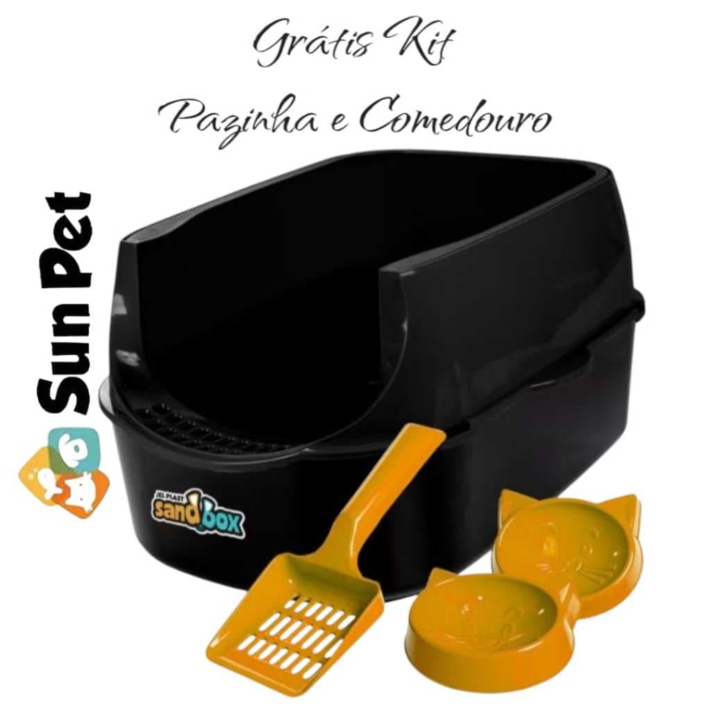 Caixa de Areia para Gatos Grandes Banheiro Sanitário pet Aberta Resistente Furba Sandbox Gato Pet Shop