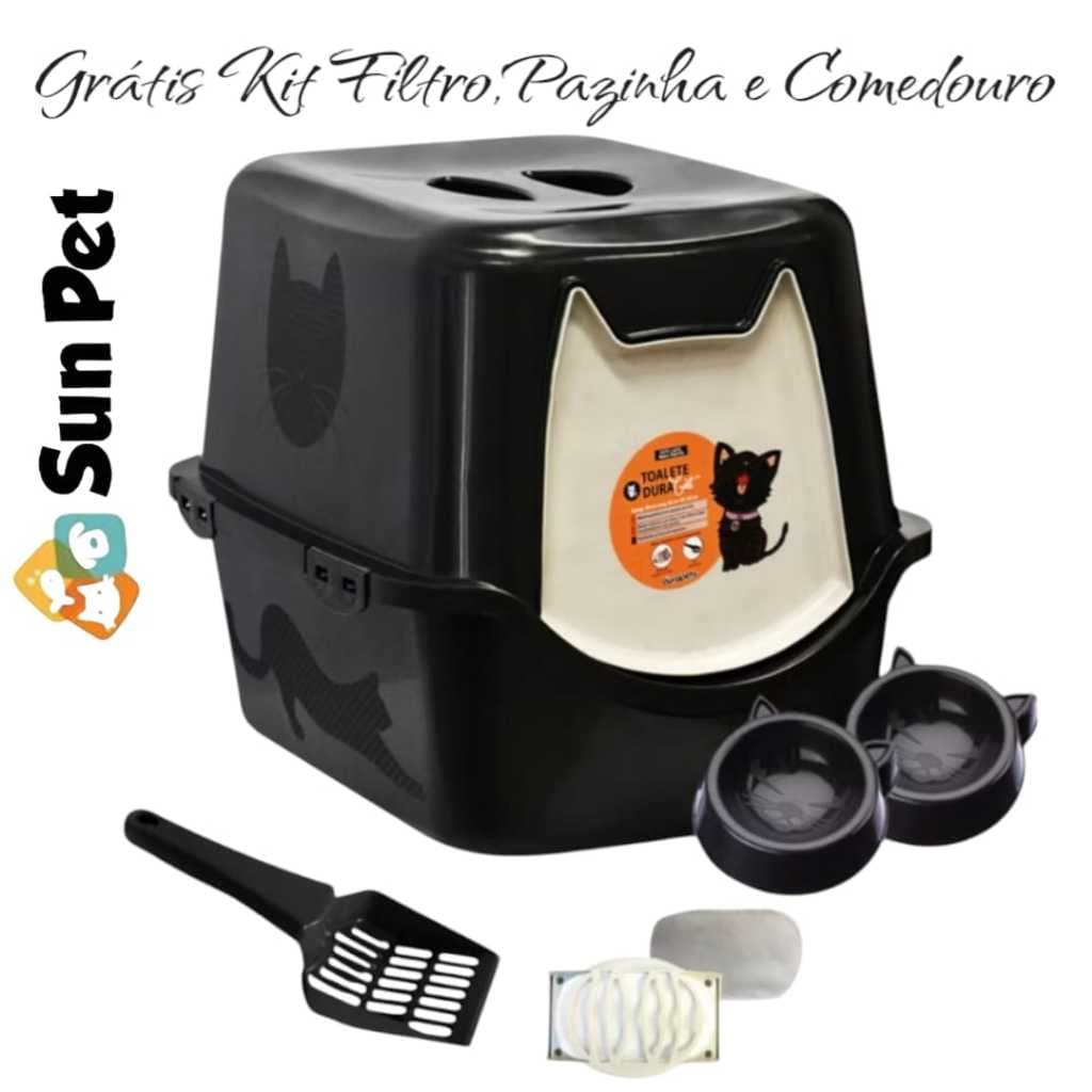 Caixa de Areia para Gato Fechada Kit DuraPets Banheiro Toalete Duracat Gatos Anti Odor