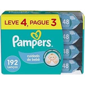 Lenços Umedecidos Pampers Aroma De Aloe Vera Cuidado de Bebê 4 Pacotes Com 48 Unidades