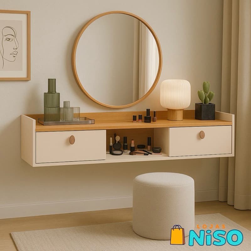 Penteadeira Suspensa Camarim Wepink vegas 0,90 ou 1.10 Maquiagem Make 02 Portas Passa Fio Muito Charm