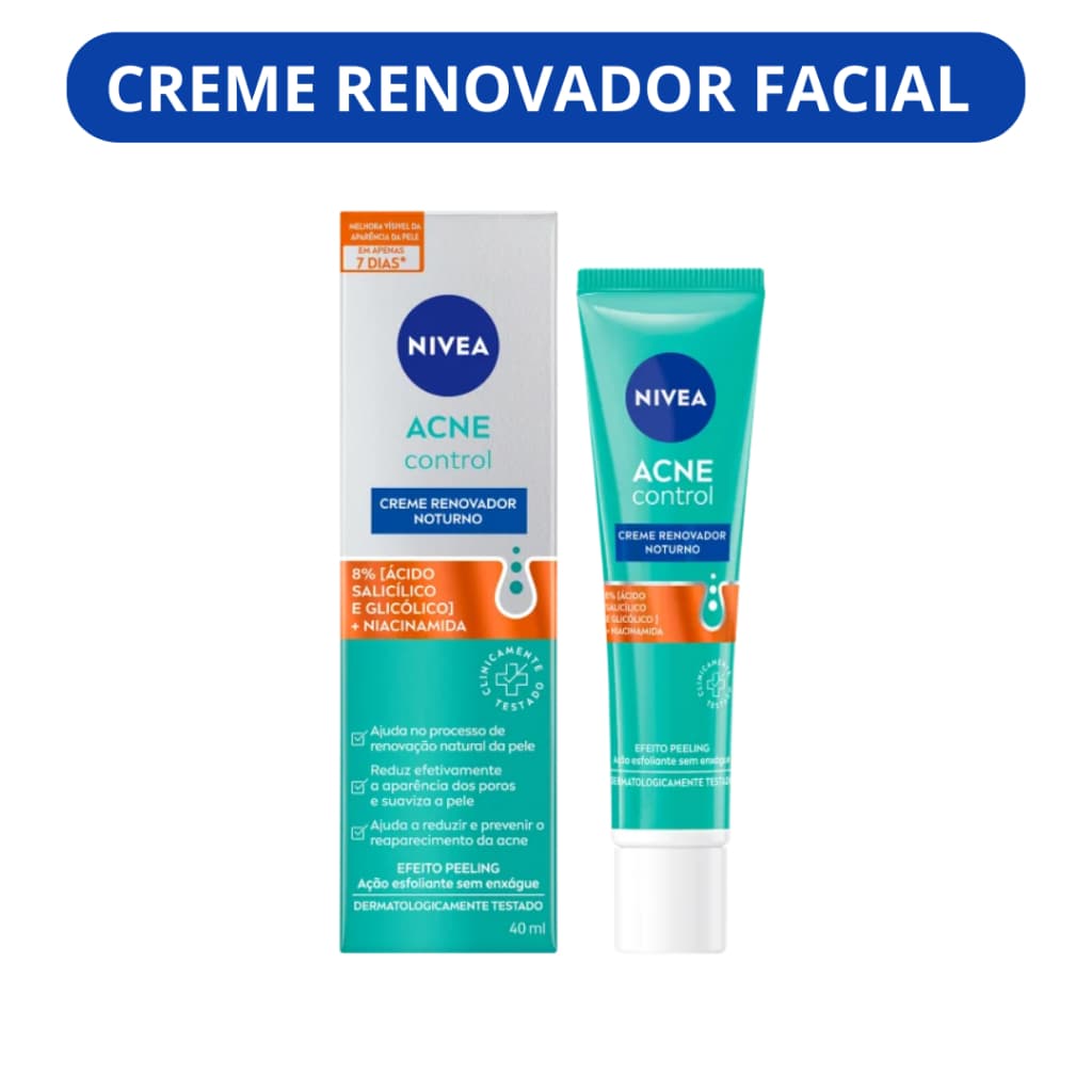 Creme Renovador Facial Noturno Nivea Acne Control 40ml