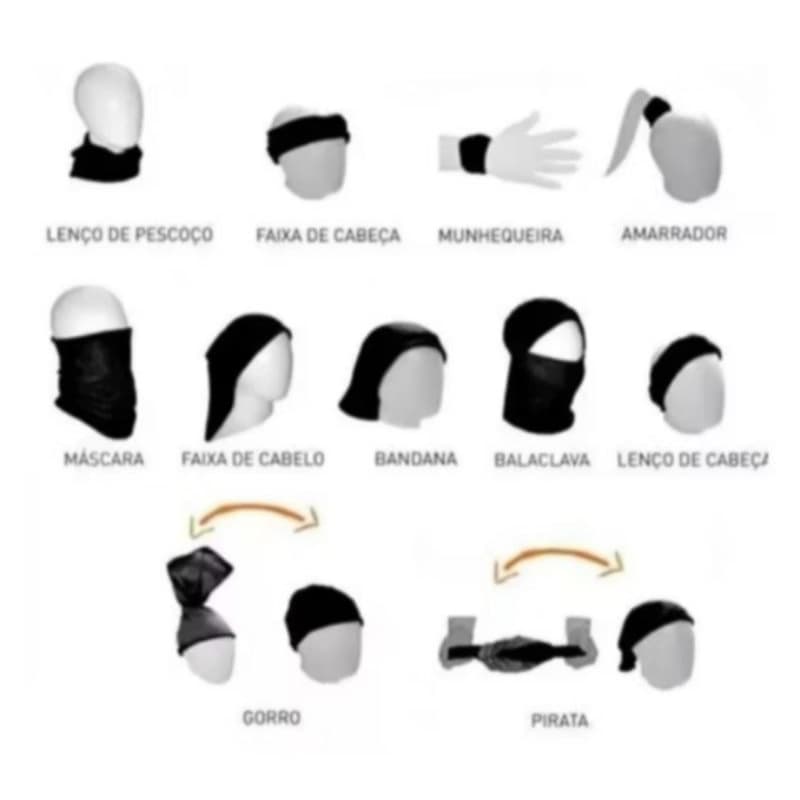 Balaclava Tubular Máscara Multiuso Unissex UV50 Bandana ,Lenço Pesca, Proteção do pescoço para Corrida Bike, Moto e ocas
