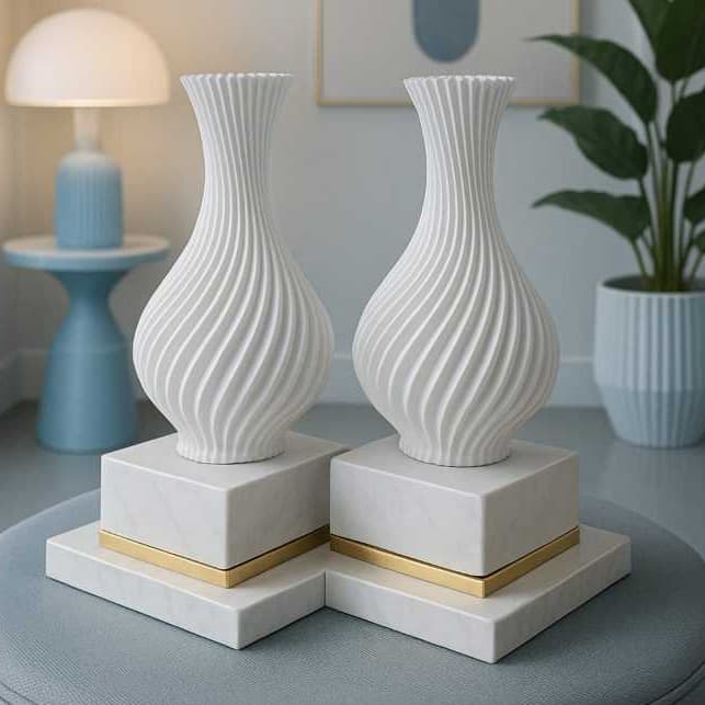 Kit 02 Vasos Decorativo - Branco 15cm