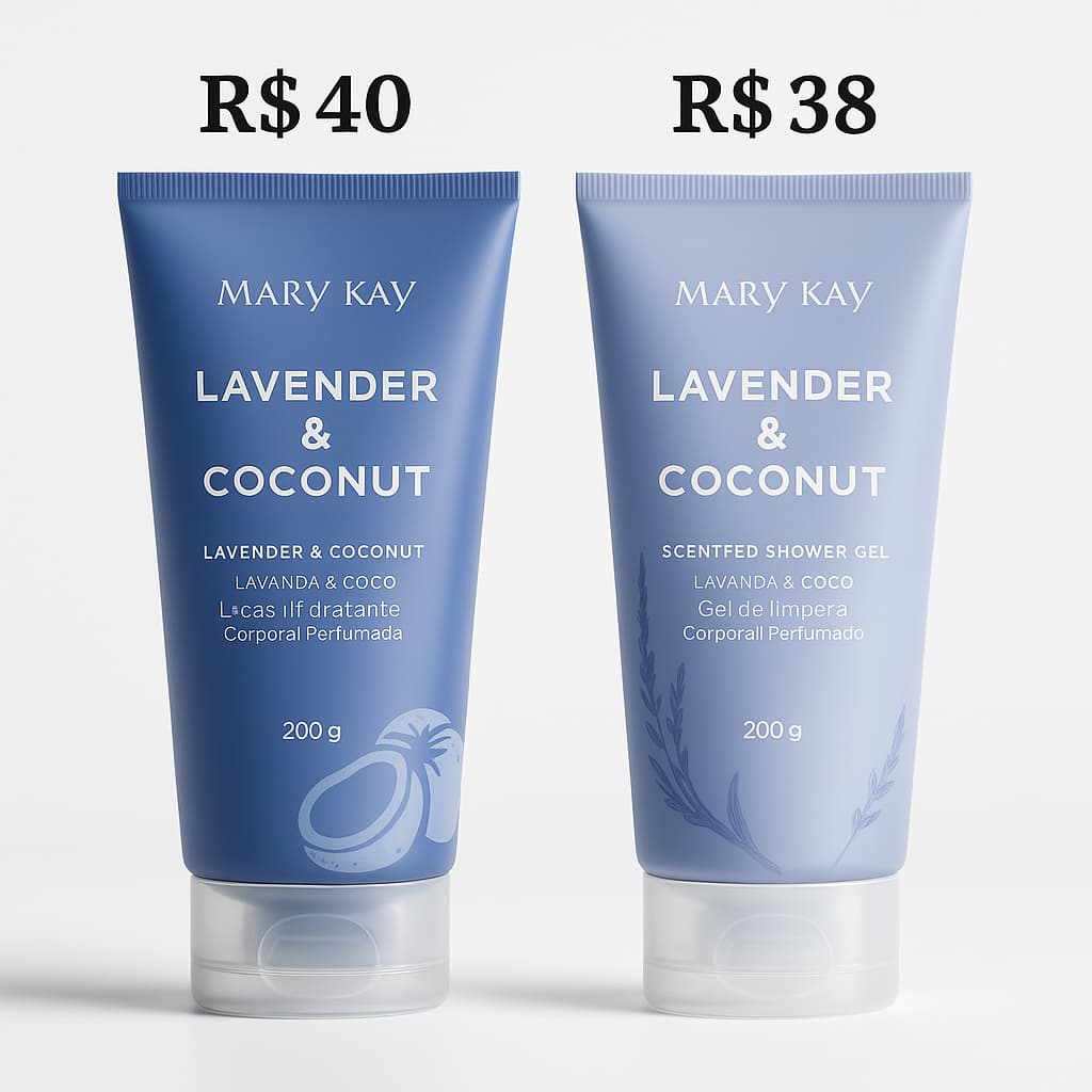 kit cuidado corporal Gel e hidratante Lavanda e Coco Mary Kay.