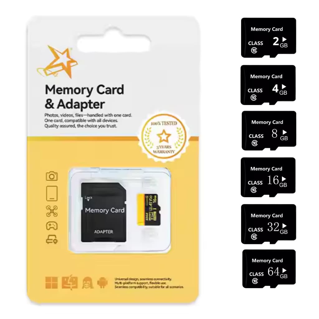Cartão Micro SD 2GB–64GB com Adaptador SD Armazenamento Para Dispositivos Compatíveis
