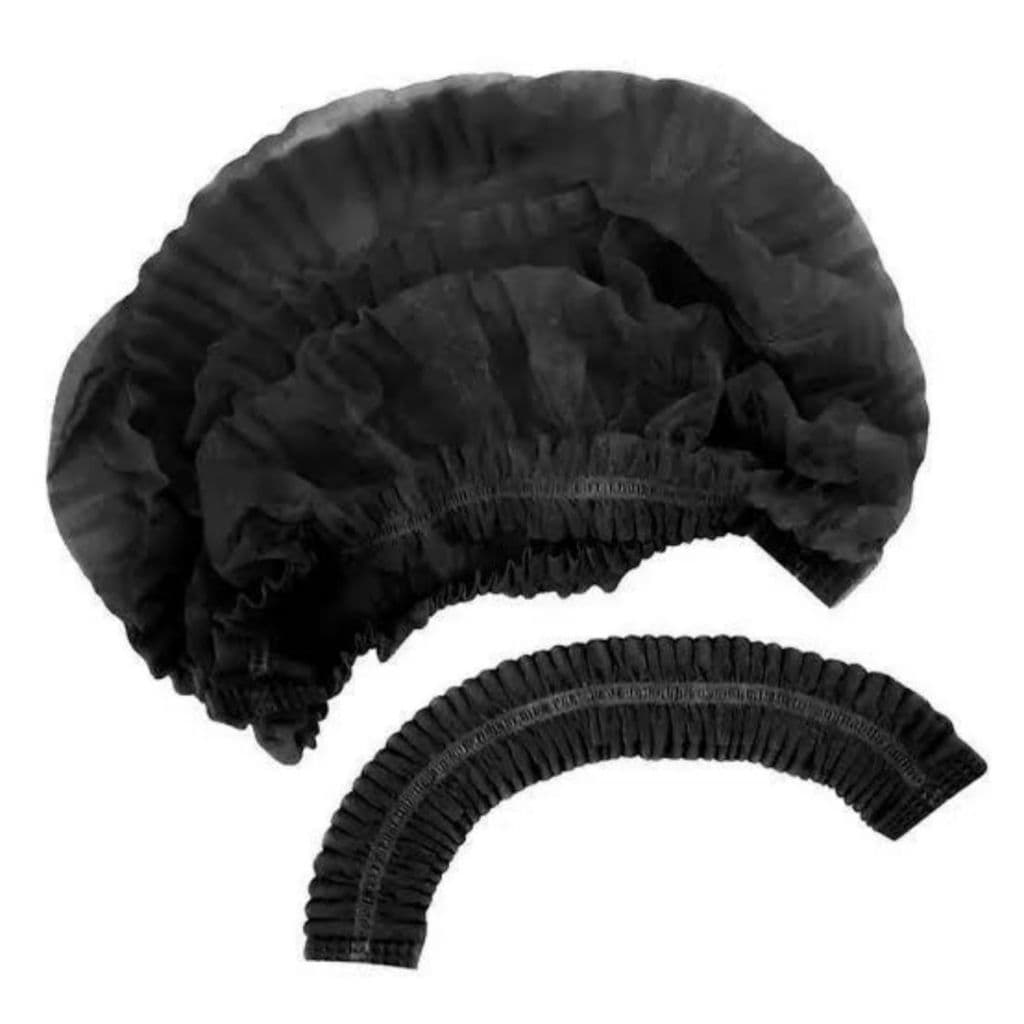 Touca Descartável Preta TNT 100 Unidades C/Elástico