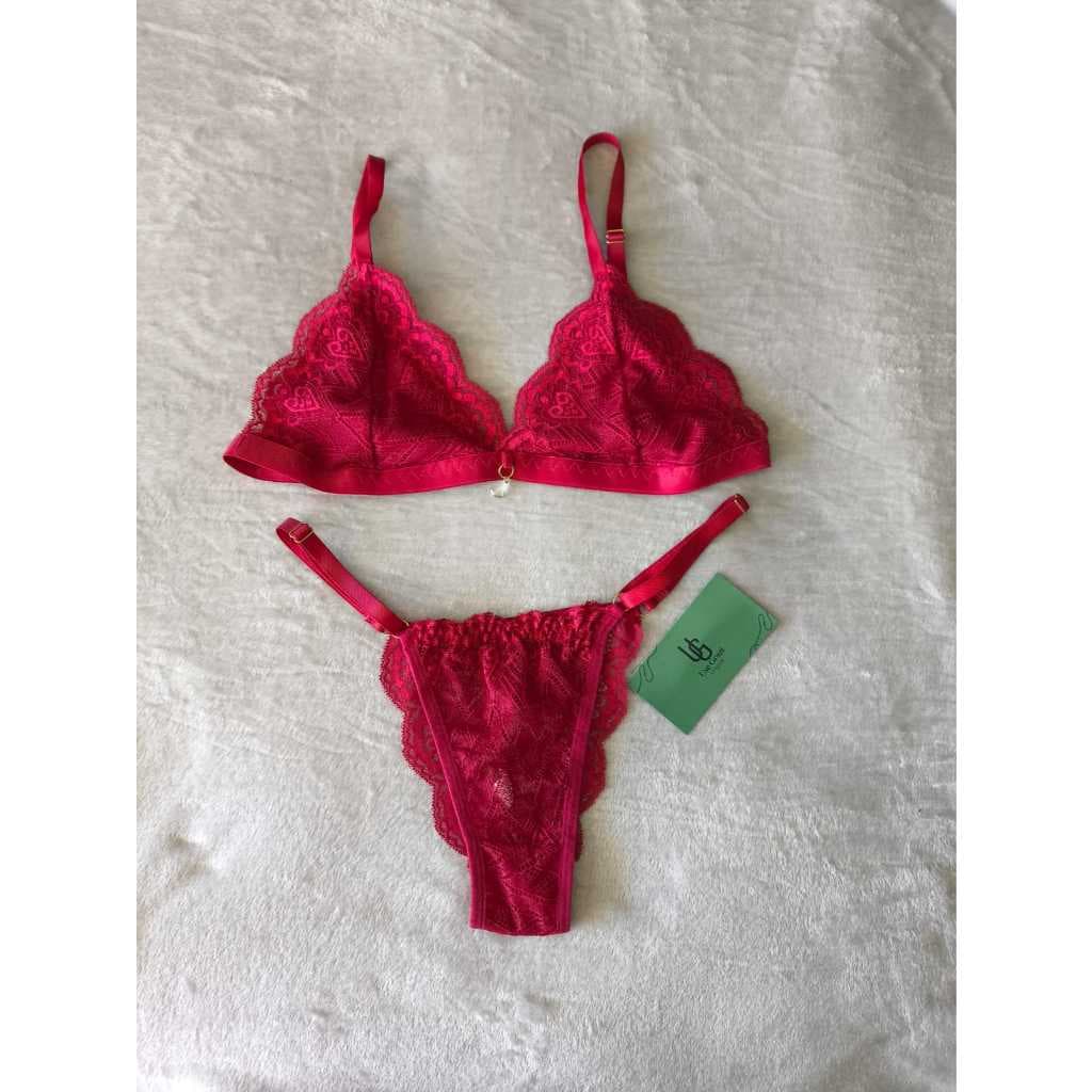 Conjunto Pérola feminino, sem bojo, renda, lingerie sutiã calçinha