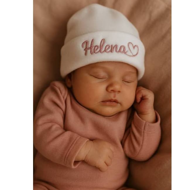 touca personalizada RN com luvinhas/touca para bebê /touca personalizada com nome touca bebê