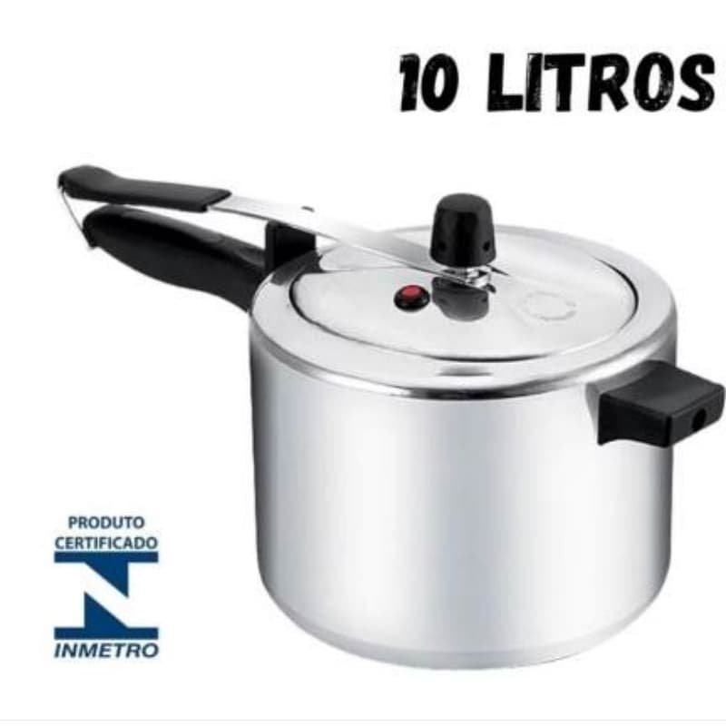 Panela de Pressão 10 L Alumínio Resistente Capacidade 10 Litros Ótima Pressão Certificada Inmetro