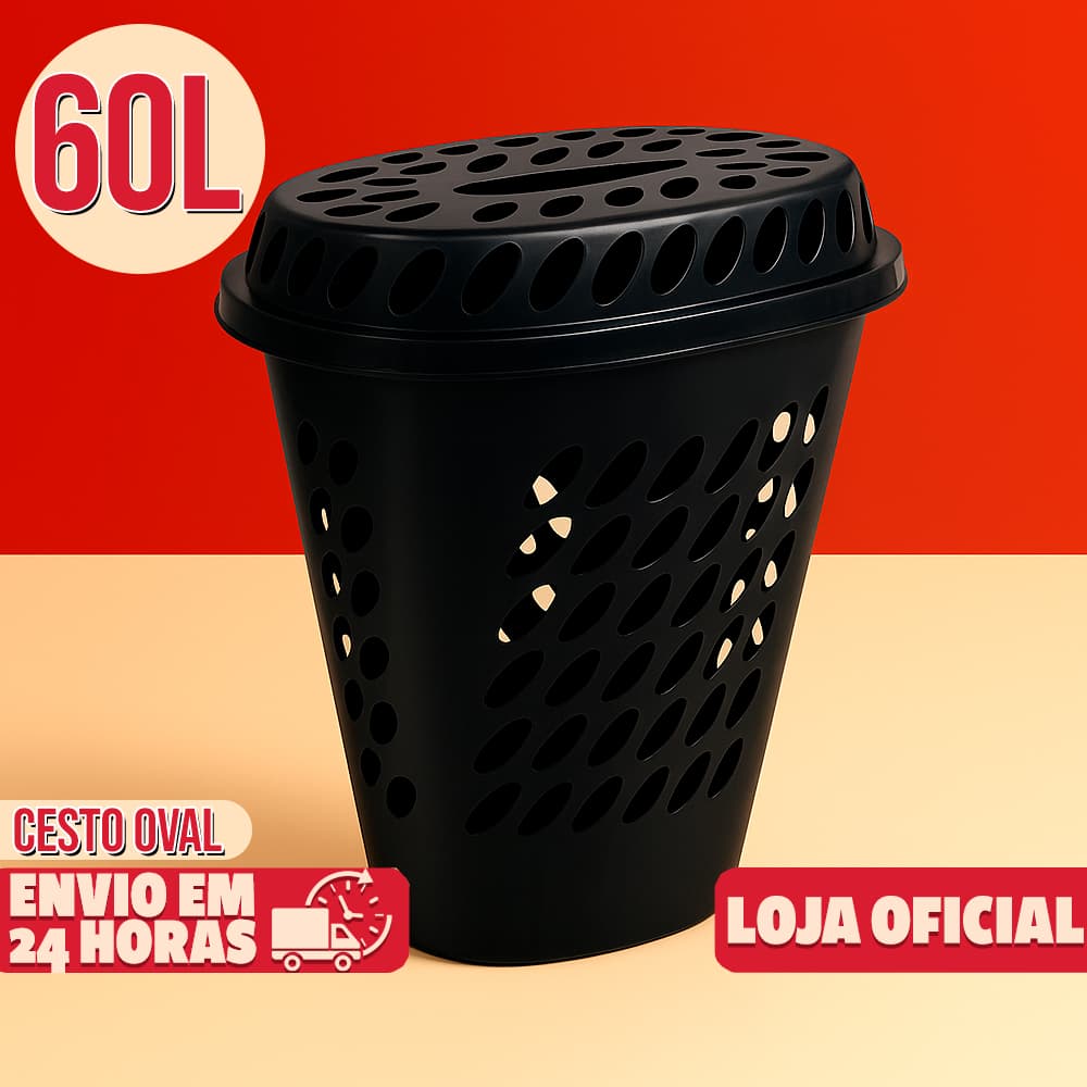 Cesto Telado Vertical 60 Litros Roupa Suja Multiuso GIGANTE CABE TUDO Organizador Com/Sem Tampa
