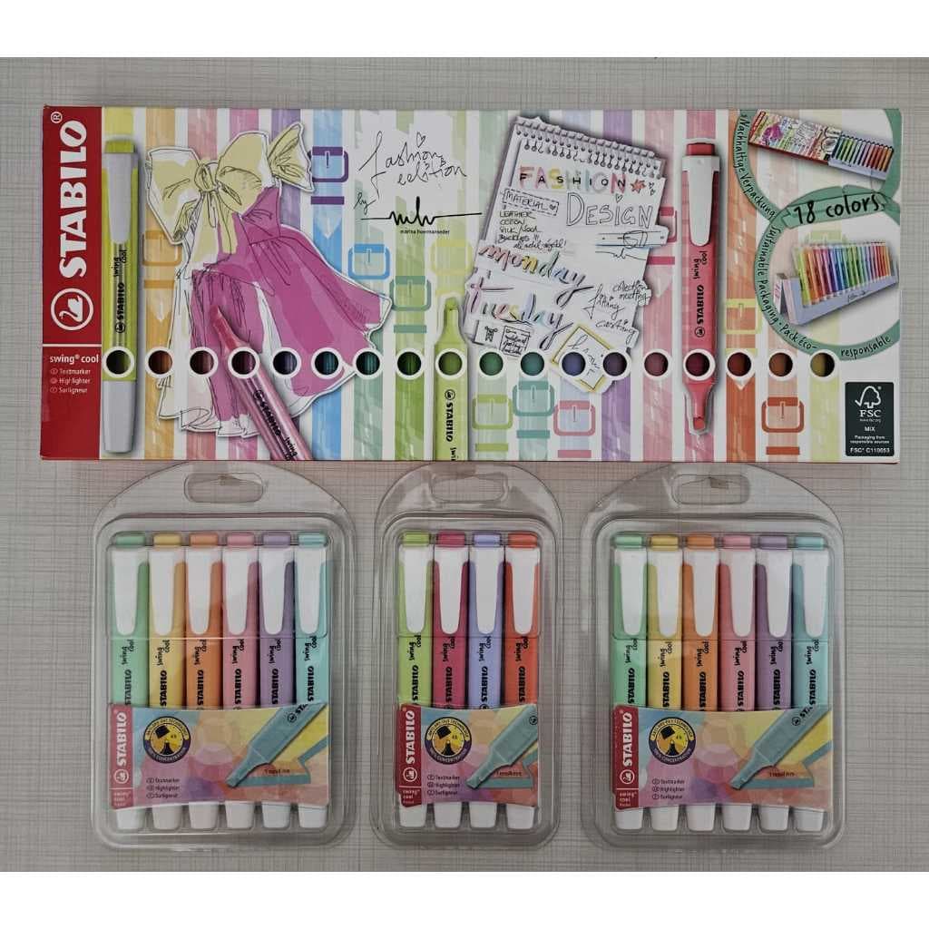 Marca Texto Stabilo Swing C/15, C/6 ou C/4 Cores Pastel ou Neon