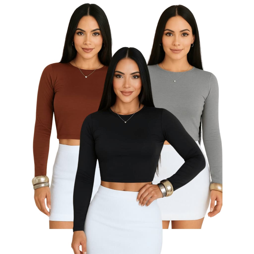 Cropped Costa Nua Manga Feminino com Manga Longa Top Com Manga