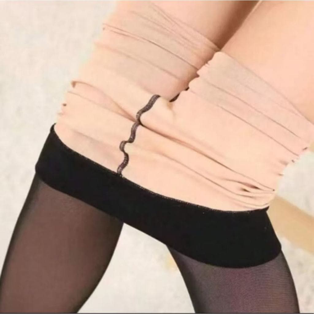 (jry-516)Meia Calça Térmica Translúcida Forrada Preta Adulto Com Pe, Sexy & Versátil