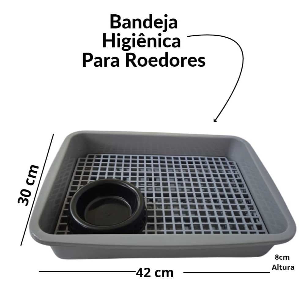 Sanitário Banheiro C/GRADE bandeja QUADRADApara Coelho e Porquinho da Índia Chinchila