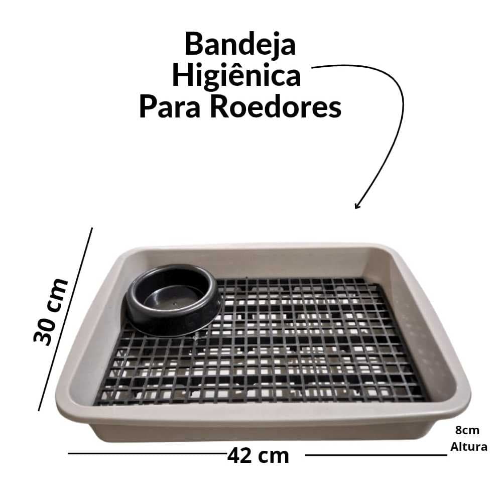 Sanitário Banheiro bandeja Pet com grade QUADRADA para Coelho e Porquinho da Índia Chinchila
