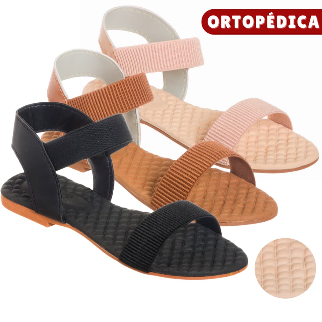 Sandália Feminina Ortopedica Esporao Massageadora Confort Macia