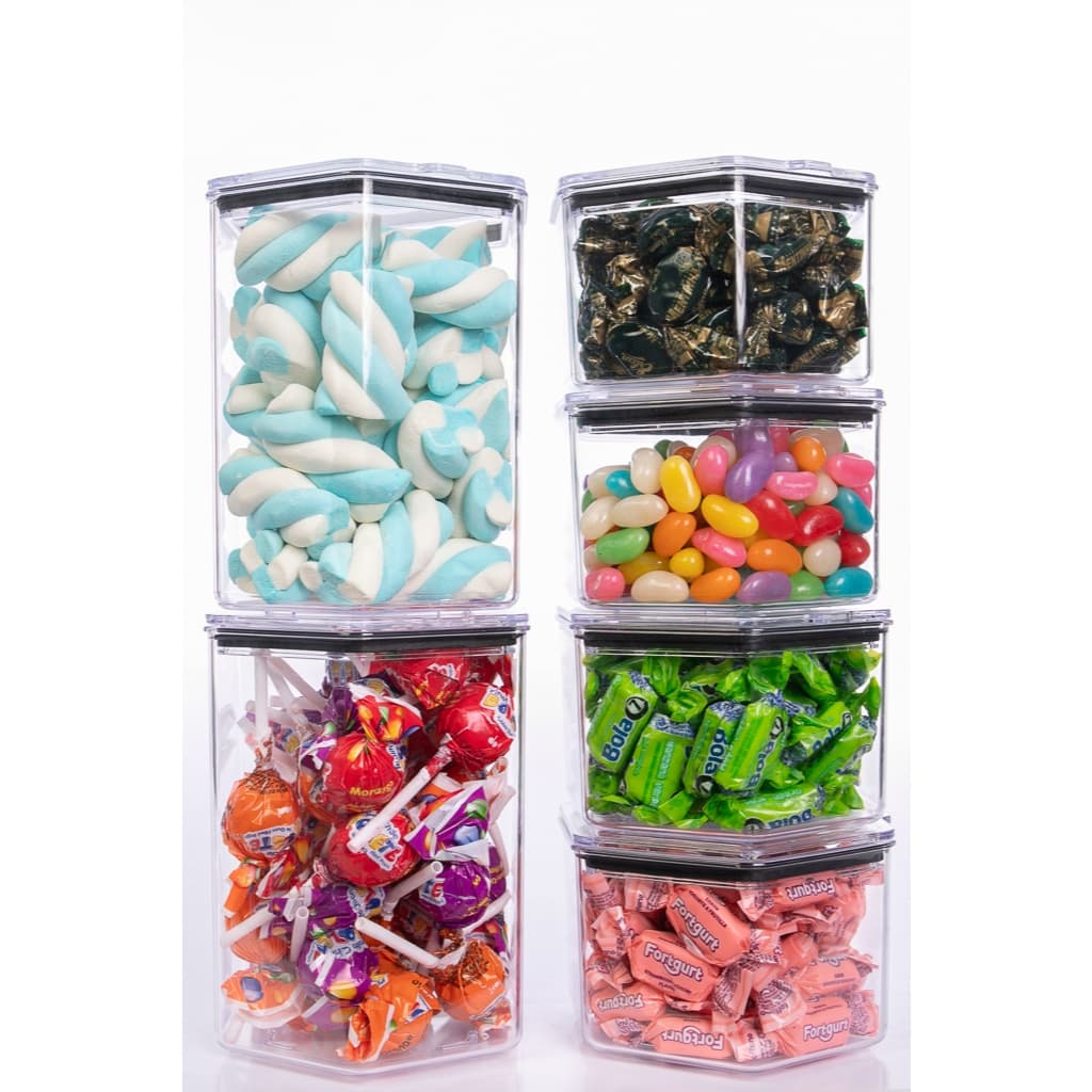 Kit 6 Potes Herméticos Sextavado Lançamento.