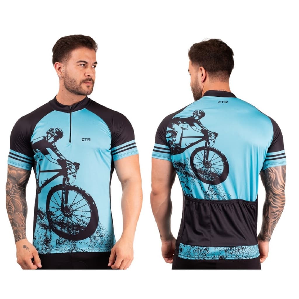 Camisa de ciclismo masculina camiseta para ciclista com bolso e zíper