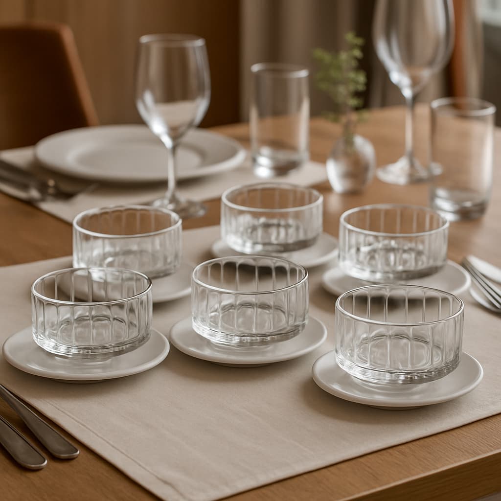 Kit Jogo 6 Bowls Wolff de Cristal Tigelas Cumbuca Sobremesa Requintada Mesa Posta Luxo Top