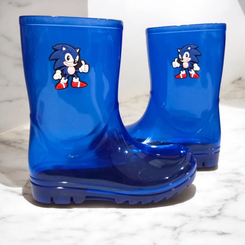 Galocha Bota de Chuva Cano Alto Sonic Infantil Menino Juvenil Leve Moderna Confortável Estilosa