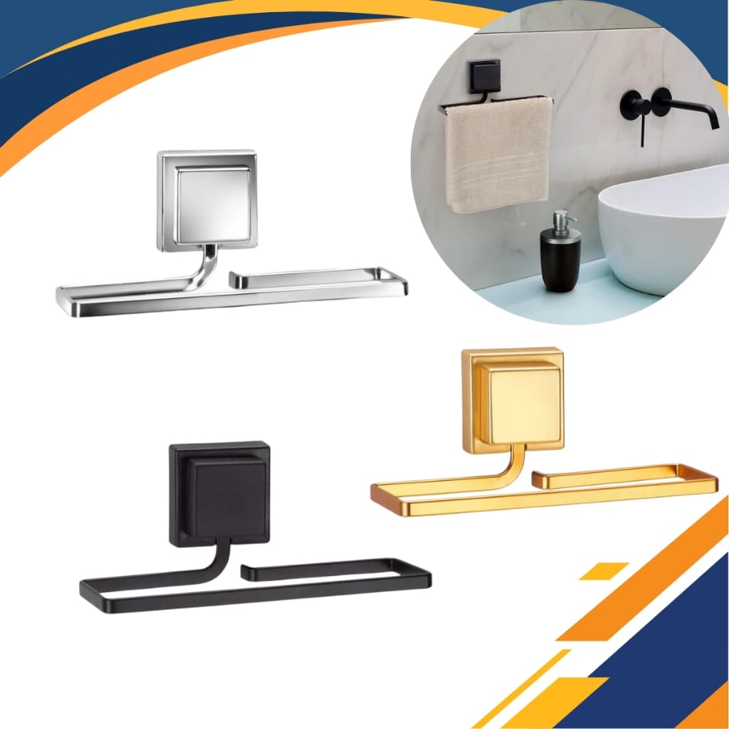 Porta Suporte Toalha Rosto Mão 3M Sem Furos Preto