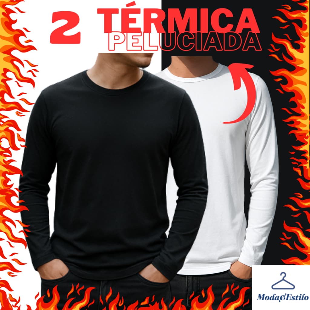 KIT C/ 2 Blusa de Frio Segunda Pele Térmica Peluciada Manga Longa Masculina