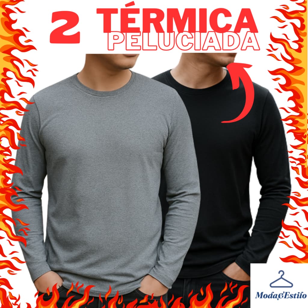 KIT C/2 Blusa de Frio Masculina Segunda Pele Térmica Pelúcida Inverno Frio Forrada Flanelada Manga longa Masculino