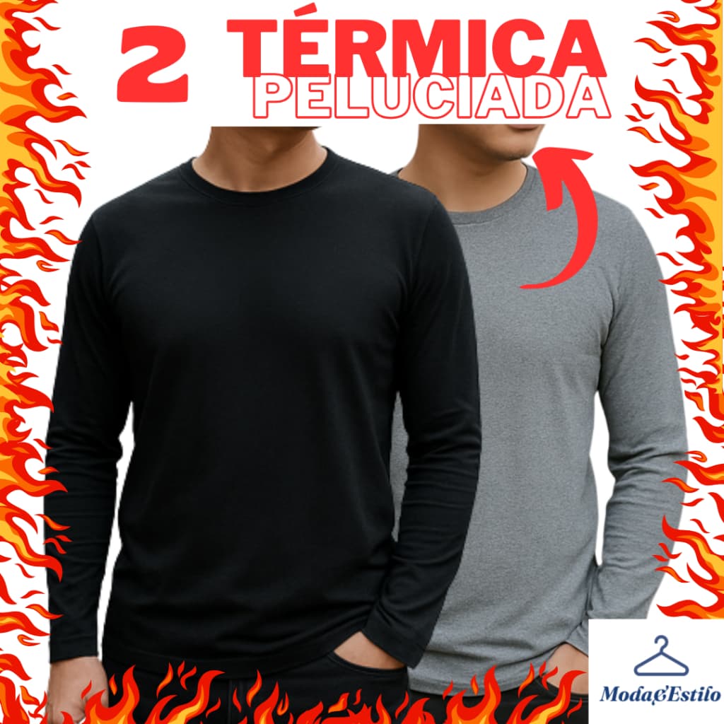 KIT C/ 2 Blusa de Frio Segunda Pele Térmica Peluciada Manga Longa Masculina