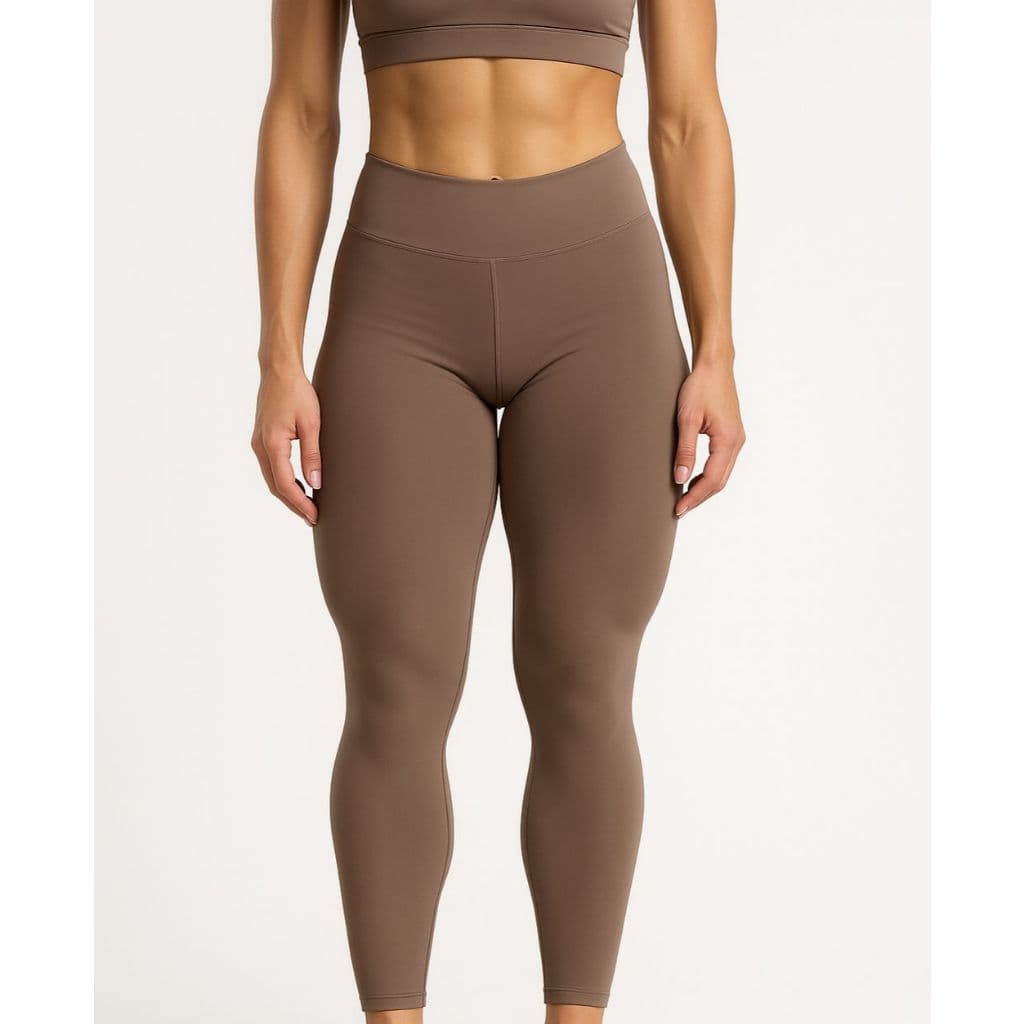 Calça Legging Feminina Marrom Cintura Alta Premium Academia Fitness Poliamida Zero Transparência