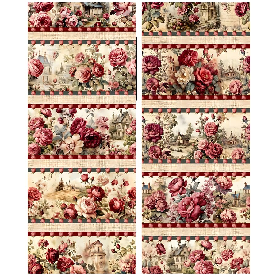 Tricoline Digital- BARRADO ROSAS VINTAGE  REF 2437