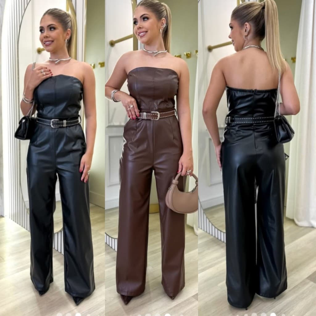 Macacão Lorena en couro liso