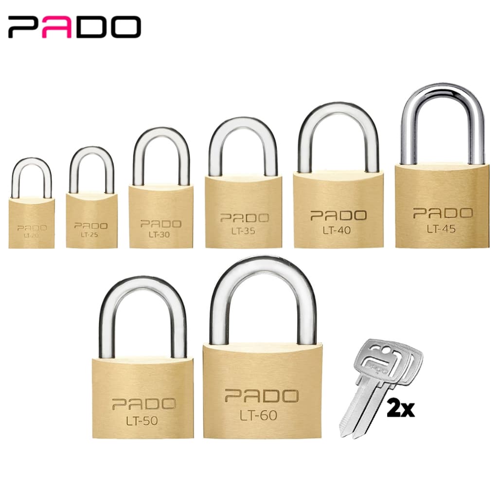 Cadeado Pado em Latão C/2 Chaves Segredos Diferentes 20 25 30 35 40 45 50 60 mm