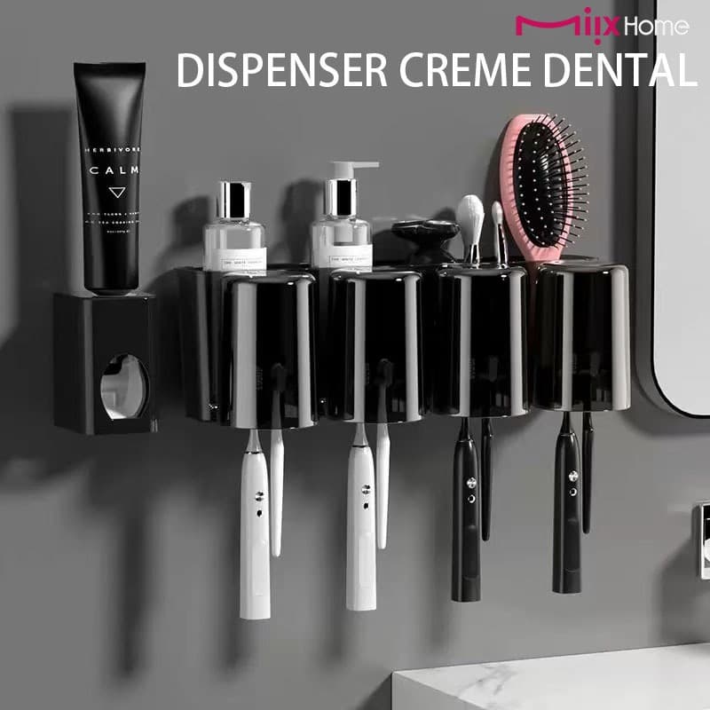 Suporte Para Escova De Dente Para Banheiro Dispenser Aplicador Creme Dental sem perfuração montagem na parede luxo
