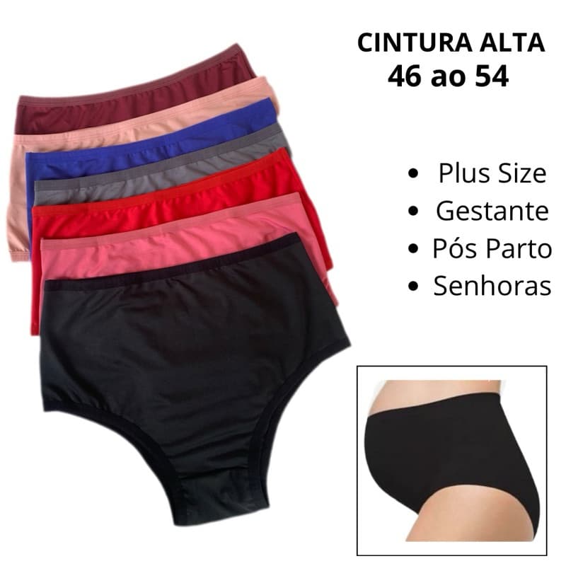 Calcinha Gestante Hot Pants Pos Parto Cintura Alta Senhora Plus Size Calçola Gravida