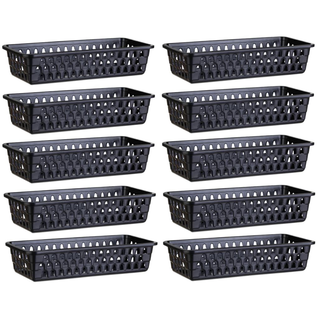 Kit 10 Cesto Organizador Multiuso Lavanderia Retangular Preto 28x12x6