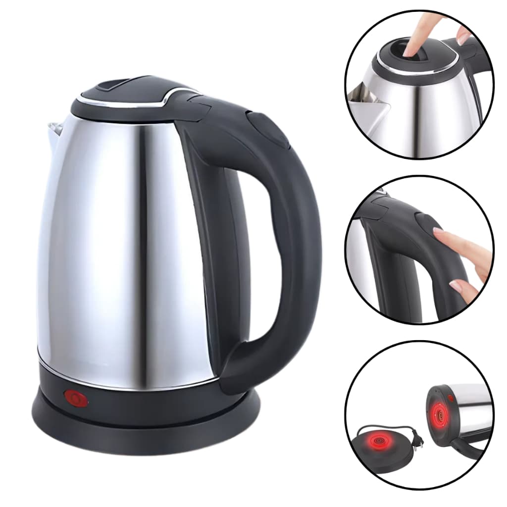 Chaleira Jarra Elétrica 1,8L Leiteira Inox 127v-110v ou 220V Garrafa Bule Térmica Com Tampa