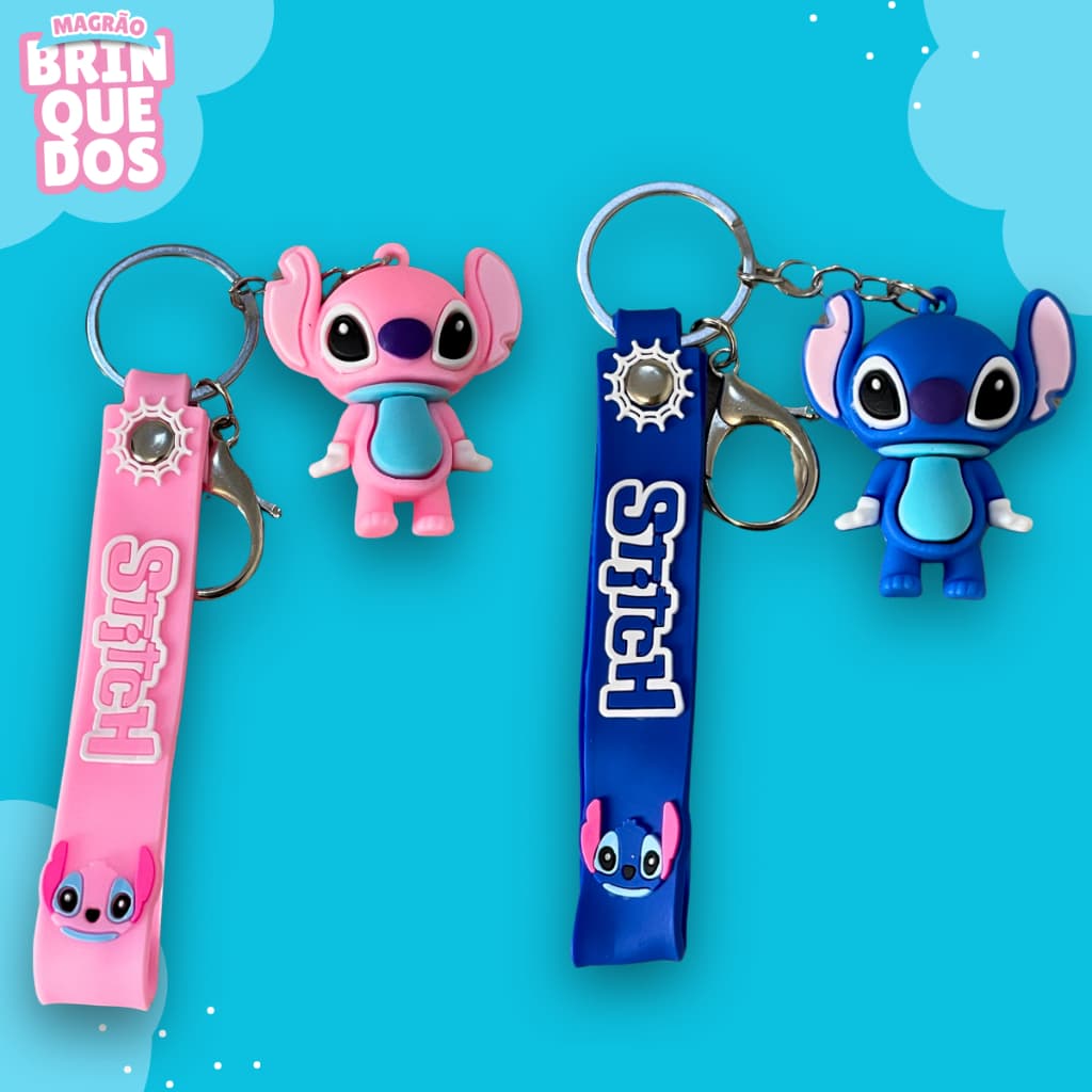 Kit C/12 Chaveiro Stitch Fofo Chaveiro 3D Grande Emborrachado Disney Bolsas Mochilas Chaveiro Fofo