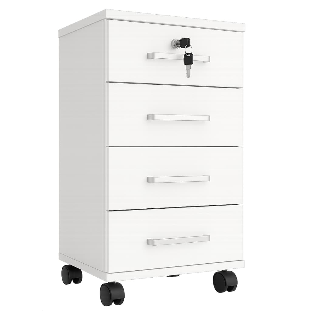 Gaveteiro Organizador Mdp 4 Gavetas C/ Rodízios E Chave