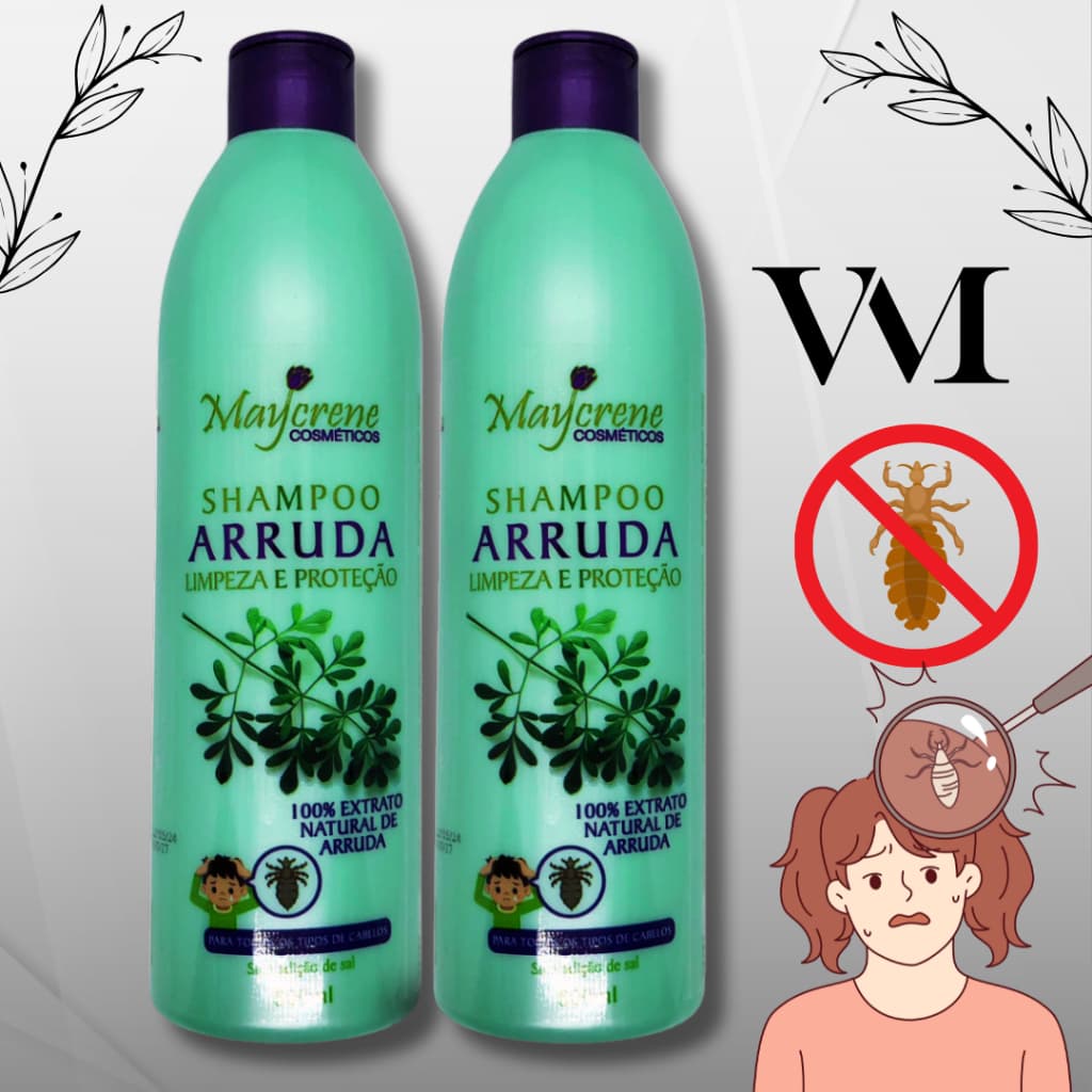 Kit 2 Shampoo Arruda Para Cabelo Com Piolho 500ml Maycrene