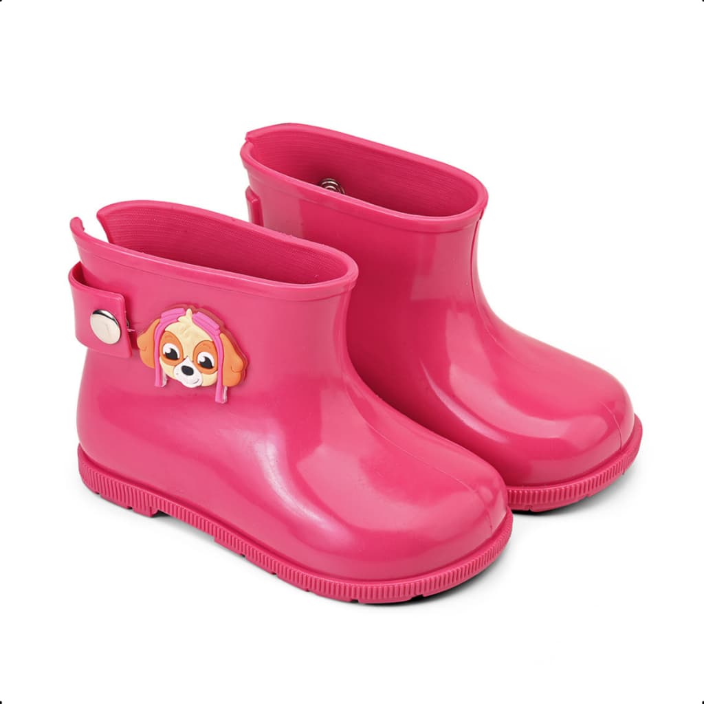 Bota Galocha Infantil Patrulha Rosa Impermeável Leve E Macia Antiderrapante Impermeável