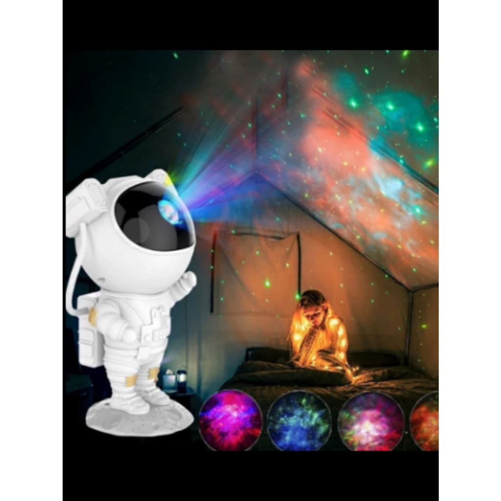 Projetor Luz Led Astronauta Galáxia Estrelas Nebulosa Iluminação Noturna Luminária Lâmpada Divertida Controle USB
