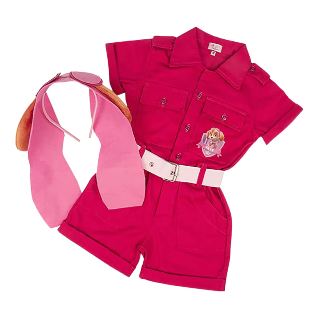 Macacão Skye Patrulha Canina Fantasia Infantil Menina com Acessórios Festa