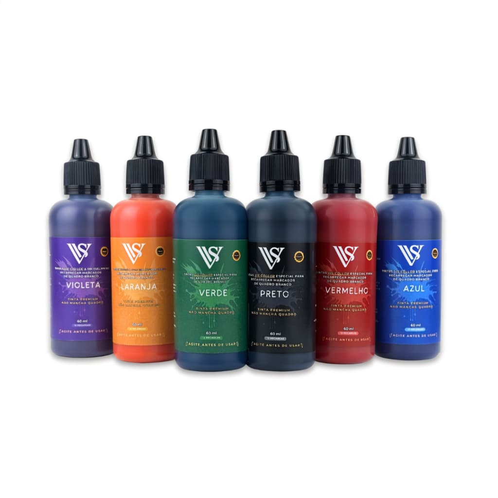 Kit 3 Tintas para Marcador de Quadro Branco 60ml Cores Vivas Rende Muito e Não Mancha