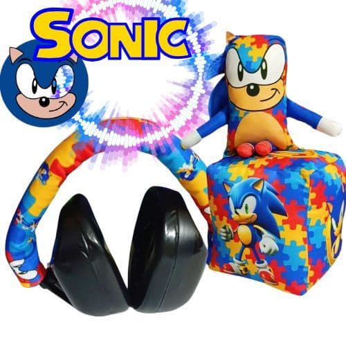 ABAFADOR + NANINHA + DADO SONIC AUTISTA AUTISMO PROTETOR ACOLCHOADO TEA