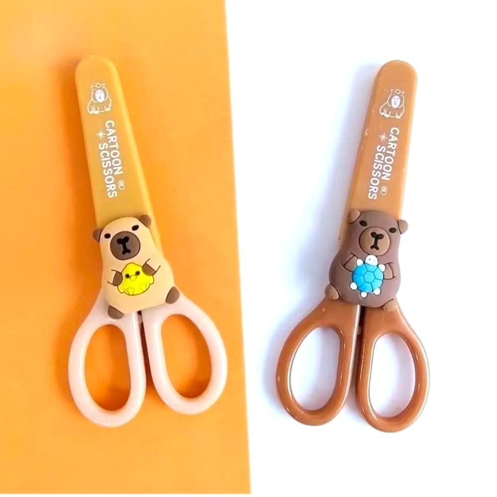 Tesoura Capivara com Protetor criança Infantil Escola 3d capivarinha Personagem, Desenho Animado