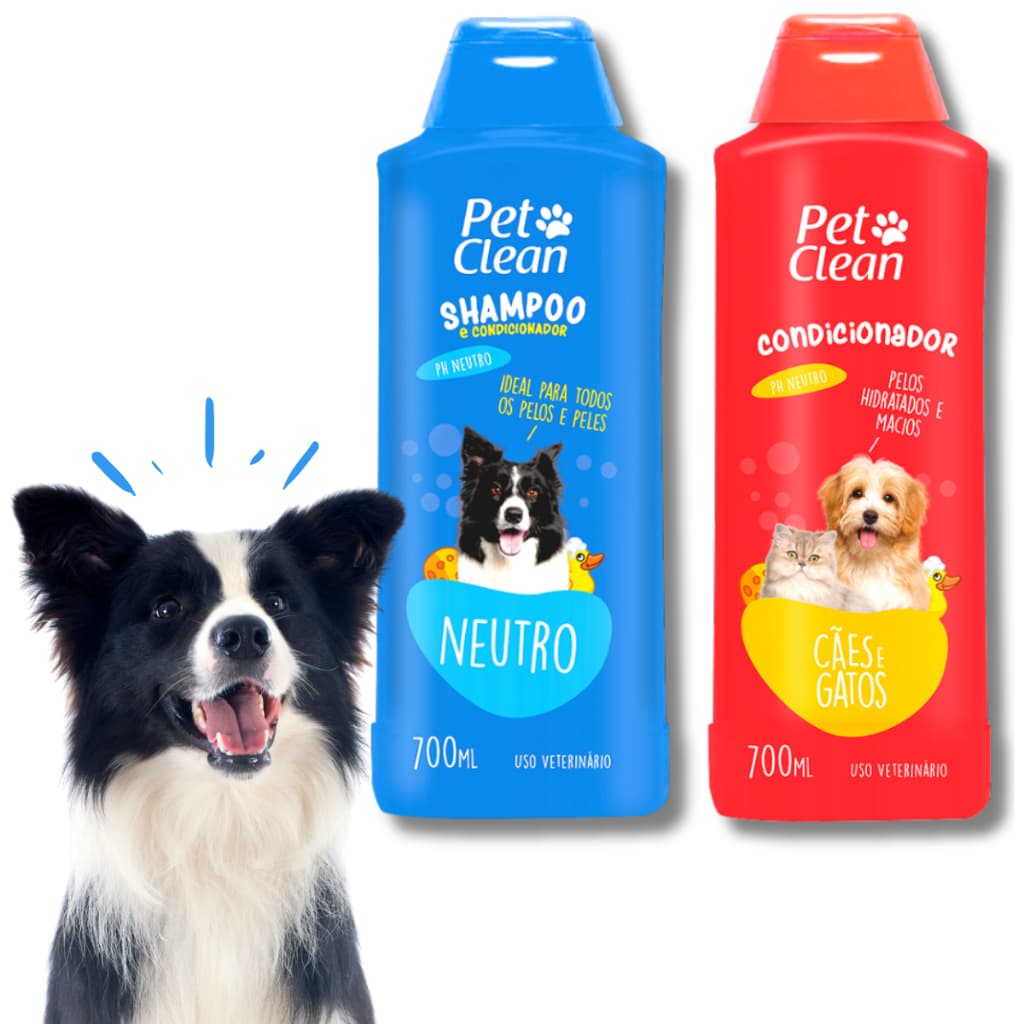 Kit Shampoo + Creme Condicionador para Cachorro e Gato Pet Clean