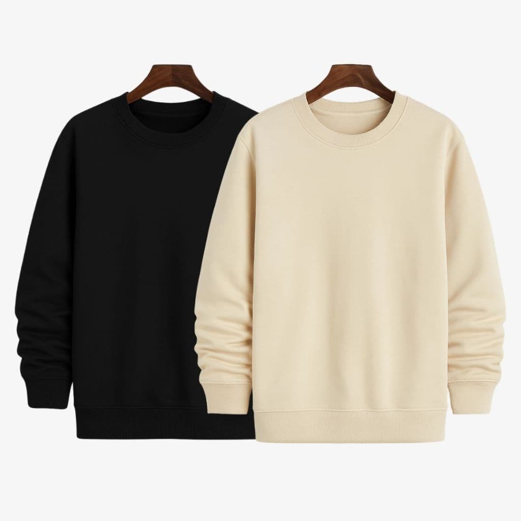 Kit 2 Moletom Careca Gola Redonda Liso Com Ribana Flanelado Casaco Alta Qualidade Preço Imperdível